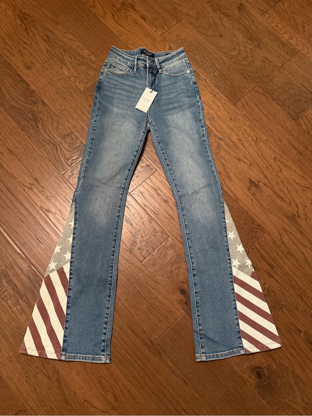 Judy Blue Light Blue Flare Jeans with Flag Accent Panels